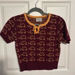 Vintage Garland Knit Sweater with Turtles